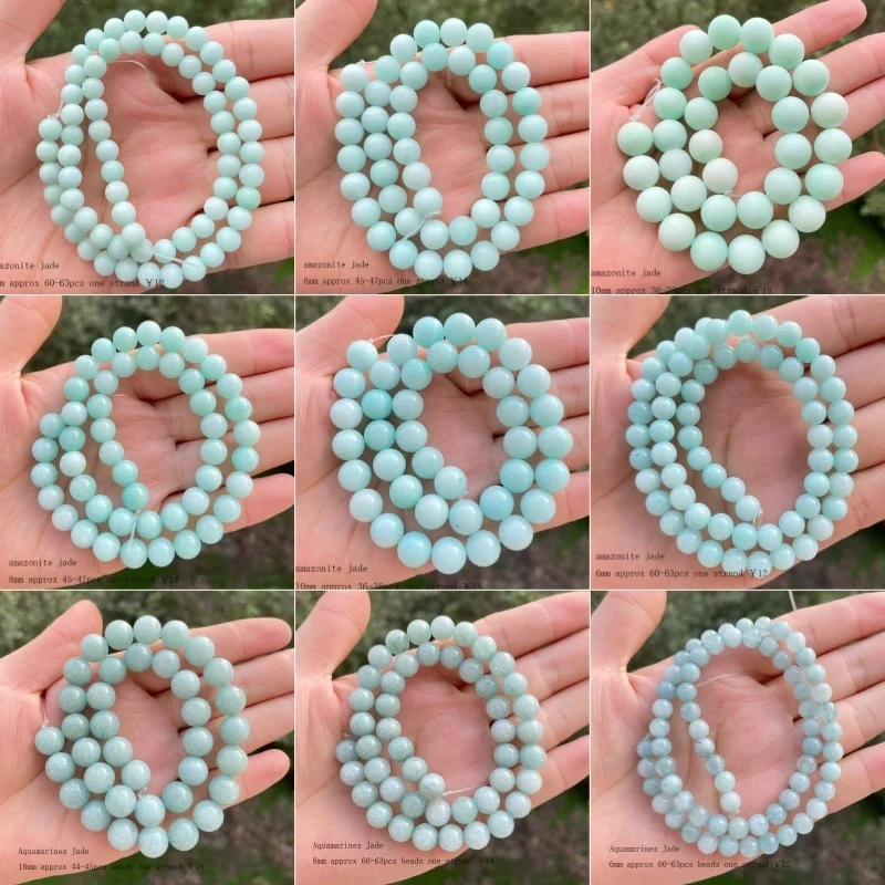 Round Jade Stone Beads Strand 15 inches 6/8/10/12mm for DIY Necklace Bracelet Jewelry Making Accessories Beads