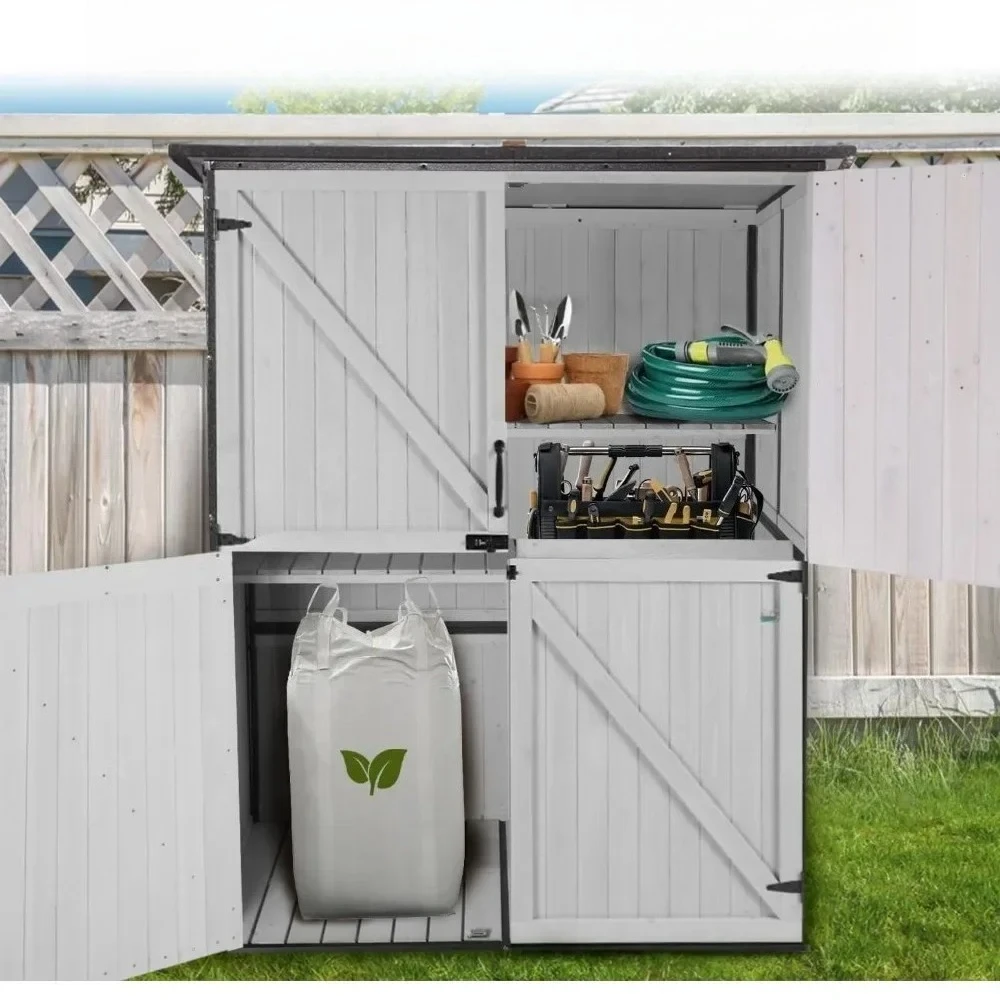 

L Sheds & Outdoor Storage,Large Garden Shed With Metal Frame Structure And Adjustable Shelves,Bike Storage Tool Cabinet Box