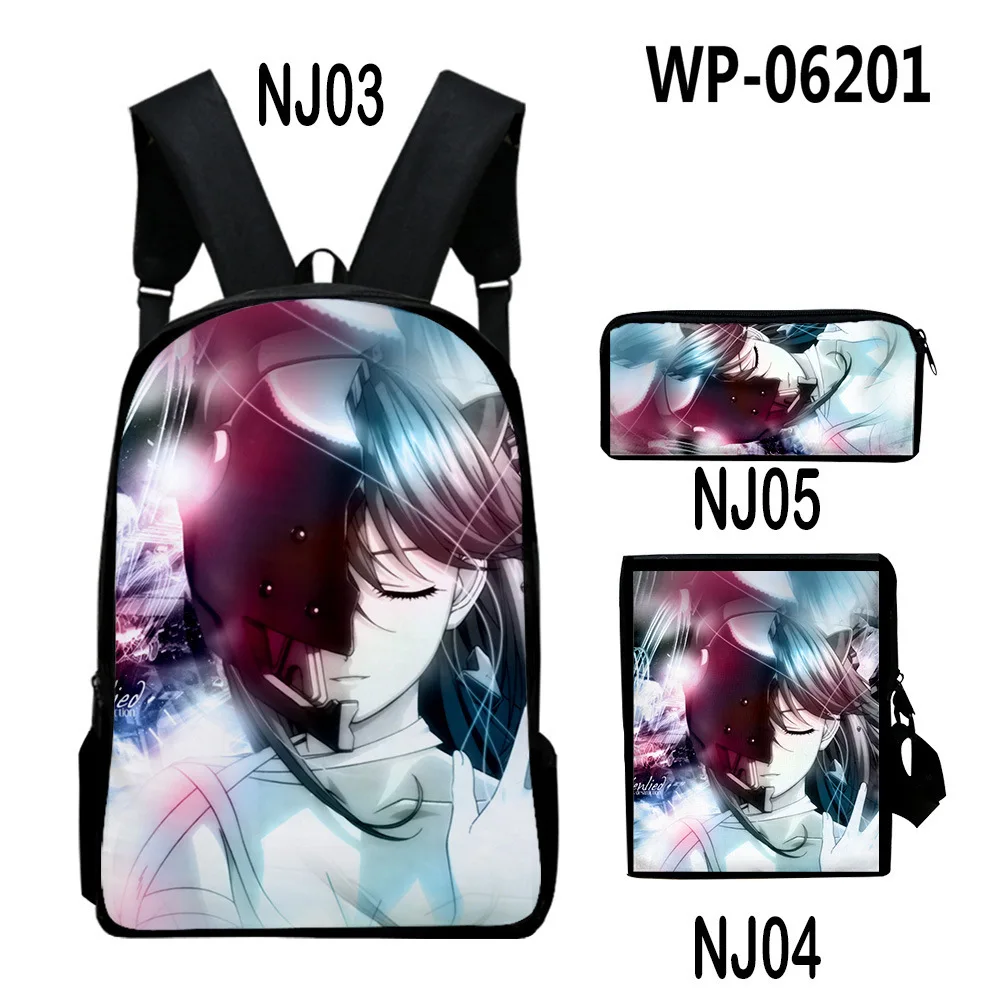 Harajuku Youthful Peculiar Elfen Lied 3D Print 3pcs/Set Student Travel bags Laptop Daypack Backpack Shoulder Bag Pencil Case