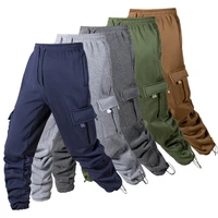 Pantalones para correr para hombre, pantalones largos holgados con cordón, pantalones de chándal con múltiples bolsillos, pantalones Cargo informales para hombre, Fitness
