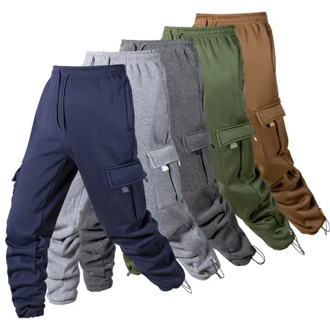 Viser de jogging multi-poches pour hommes, pantalons de survêtement longs, pantalons de fitness, proximité At, Wstring, Cargo, FjFor Men, Casual