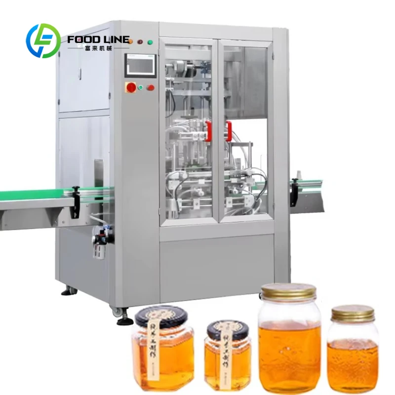 Customized Automatic Piston Plastic Glass Bottle Liquid Sauce Straw Jar Honey Filling Capping Machine Line Bottle Filler