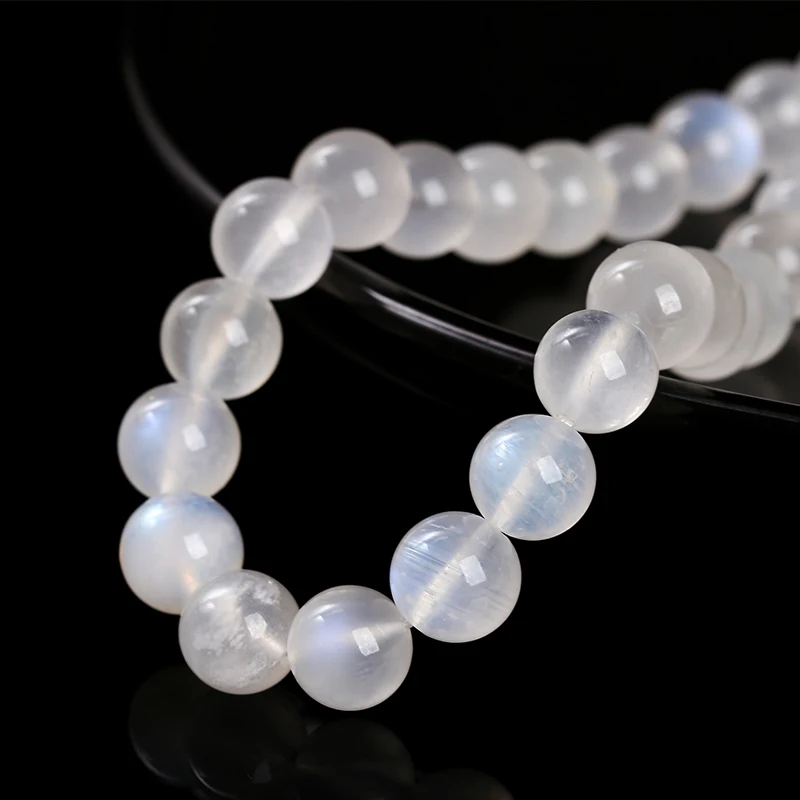 Perles de pierre de lune bleue naturelle, gemmes fines, perle brillante, entretoise At pour bijoux, collier de bricolage, accessoire de bracelet, qualité 5A