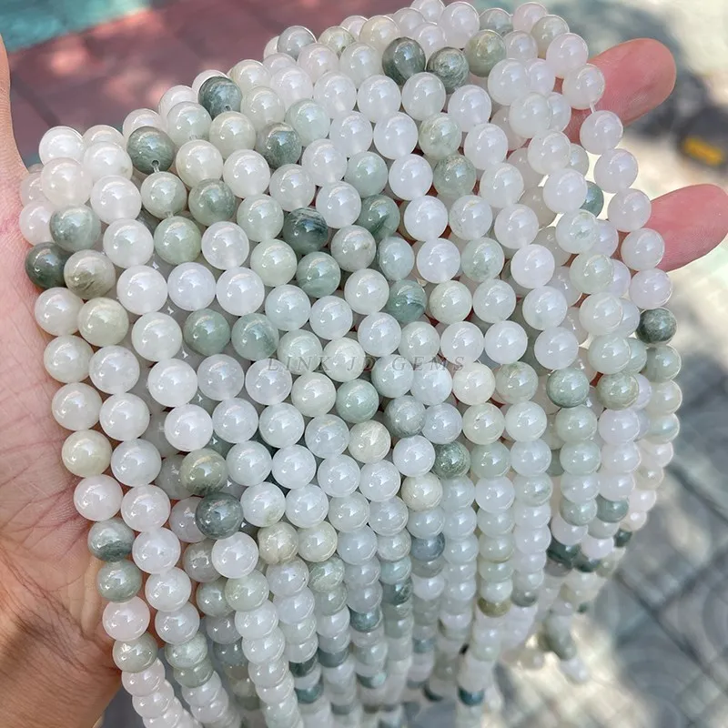 Natural Ice Green Jade Beads Round Loose Spacer Jades Beads For Jewelry Making Diy Bracelet Necklace Accessories 4 6 8 10mm 15”