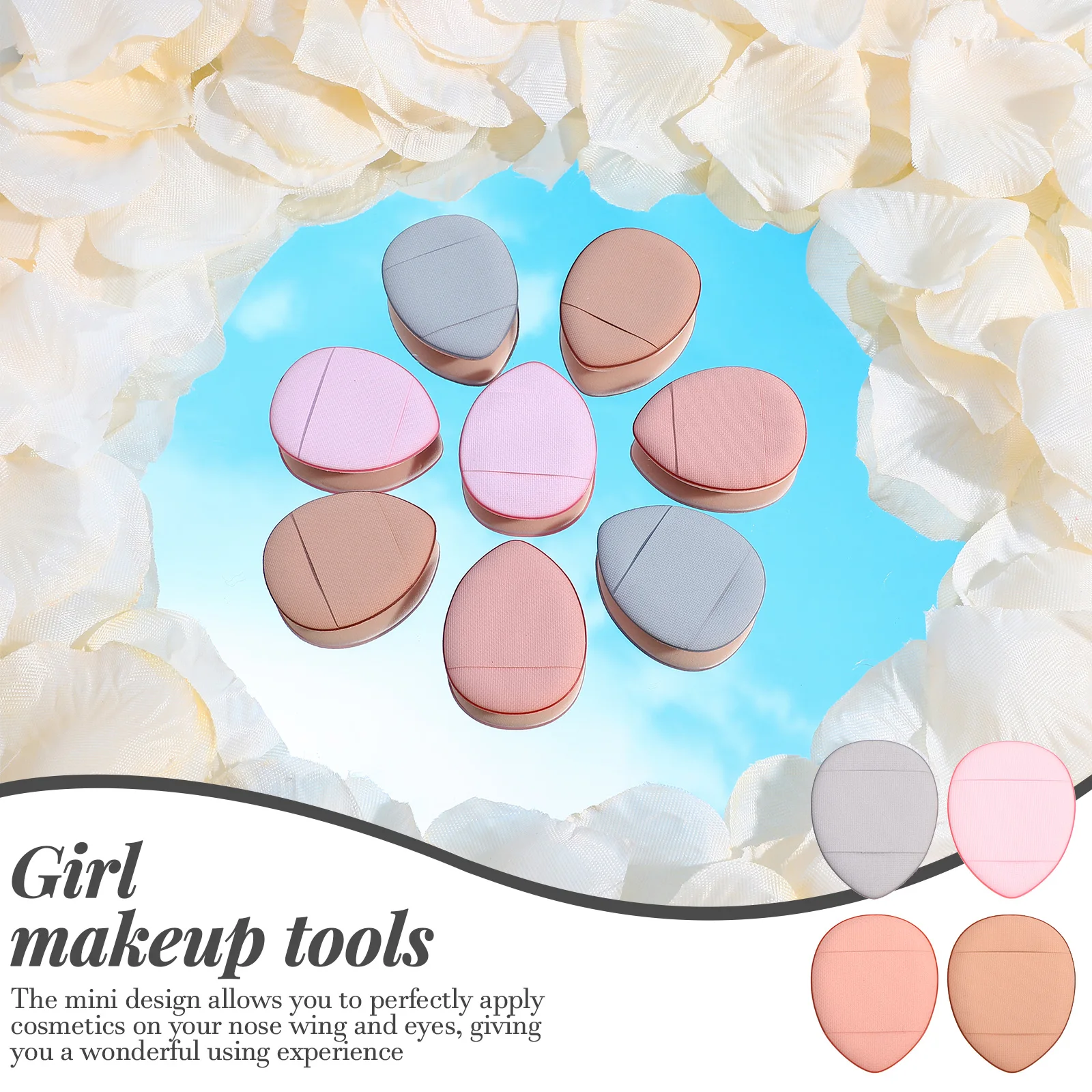 12 個ミニメイク保存パウダー簡単にきれいな鼻翼目ファンデーションパウダースポンジ女性ガールツール化粧品小