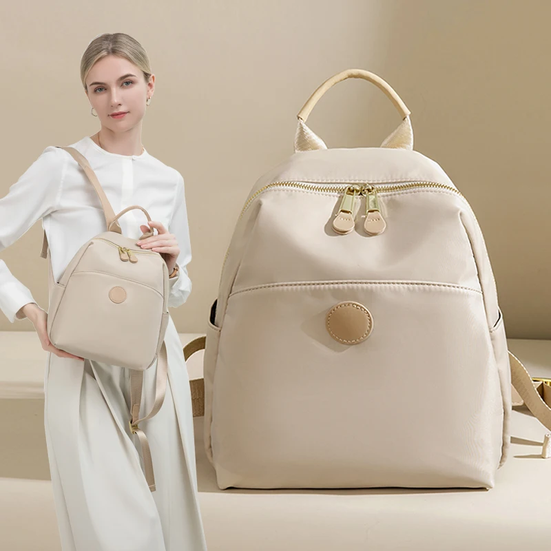 Small Backpack Bags for Women Daily Casual Bags Easily Carry-on Super Lightweight Book-bags Solid Color Scratch Resistant Oxford