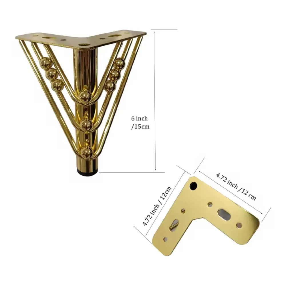 150mm Golden Metal Legs Luxury Modern Furniture Metal Iron Sofa Leg Metal Hardware Accessories Feet Furniture Table Leg