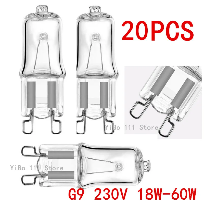 

1/5/10/20PCS G9 230V 18W 25W 33W 40W 60W Eco Halogen Light Bulb Capsule LED Lamp Bulbs with Inserted Beads Crystal Lamp Halogen