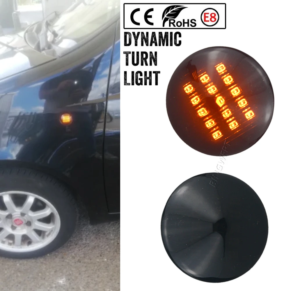 2PCS For Fiat Punto 188 1999-2012 Doblo 2001-2005 Sequential Flashing LED Turn Signal Side Marker Light Blinker