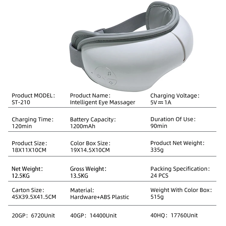 Masajeador para el cuidado de los ojos con vibración y calefacción inteligente, diseño plegable, con máscara para los ojos de compresión de aire, música Bluetooth para regalos, Reduce la tensión ocular