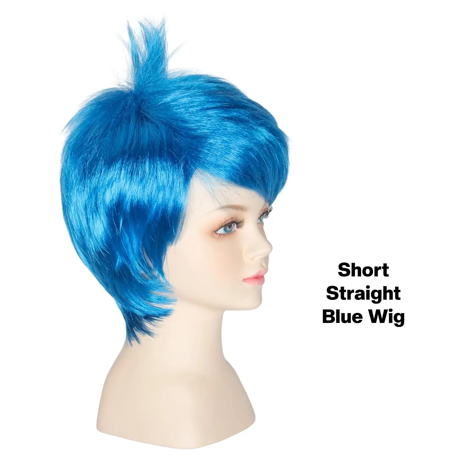 Krótka, prosta, radosna, niebieska peruka dla dzieci, elegancka fryzura Pixie peruka do Cosplay Anime