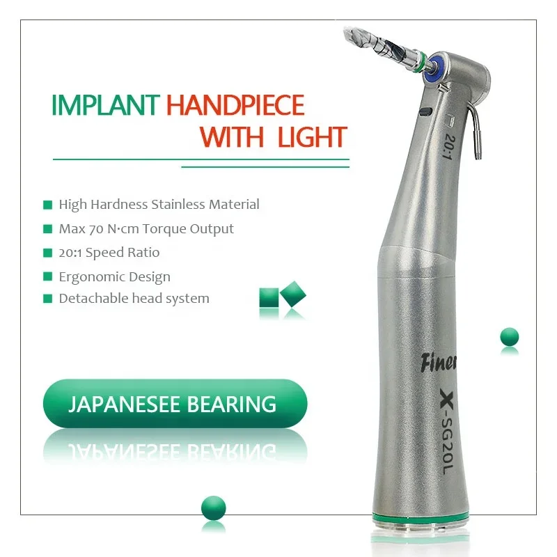 20:1 optical fiber contra angle low speed den tal impl ant handpiece de ntal equipments