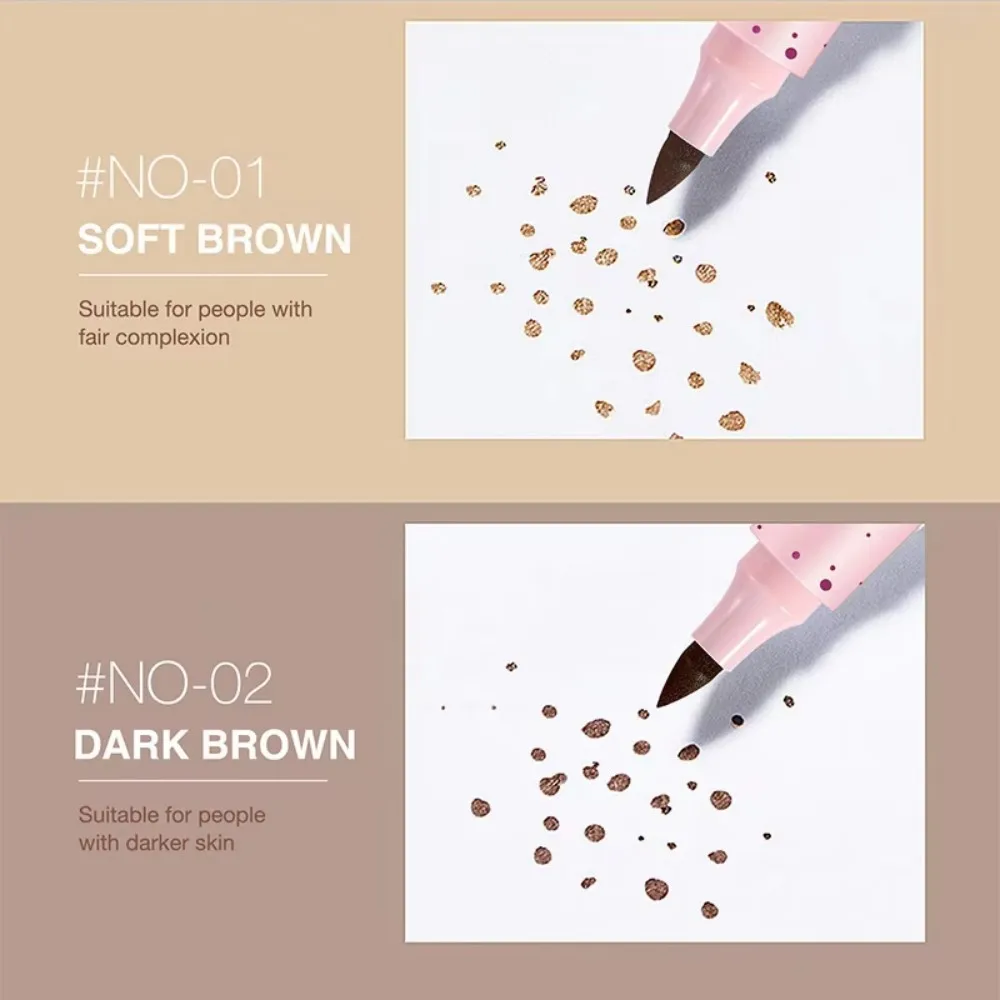 Penna con sigillo per lentiggini liquide a 2 colori, punta per lentiggini, simulazione naturale, penna a pois a cerchio finto, trucco impermeabile a lunga durata