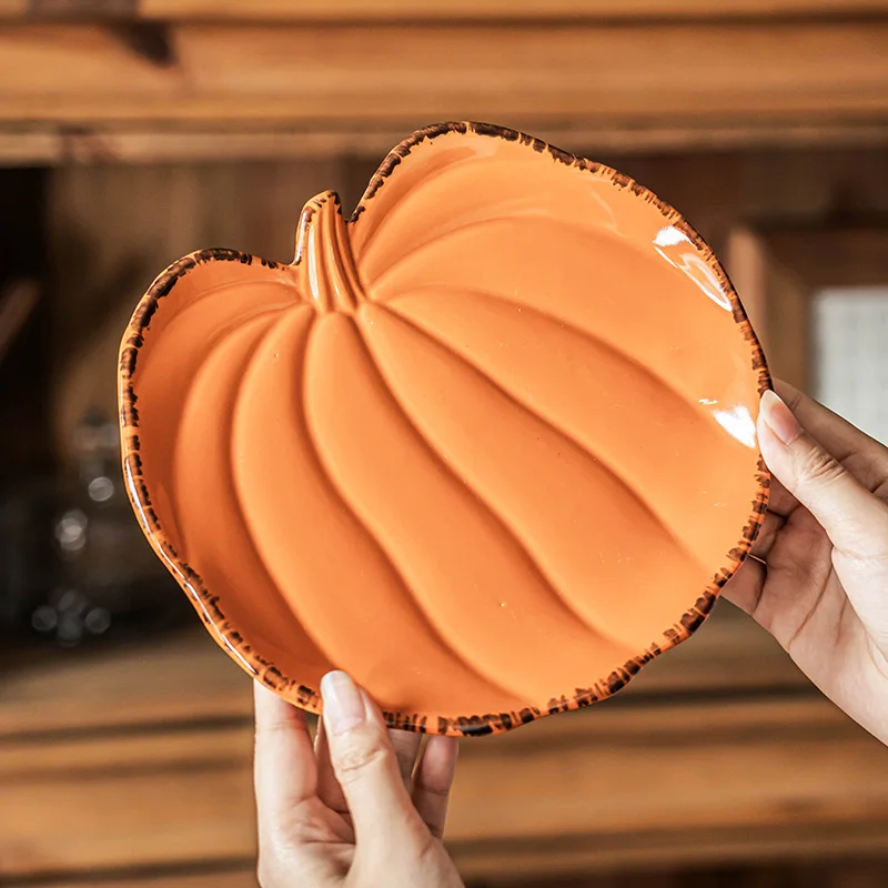 Special-shaped Plate Pumpkin-shaped Plate American Irregular Salad Steak Plate Home Ceramic Tableware Main Course Decoration
