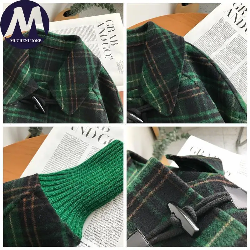 เสื้อแจ็คเก็ตสตรีฤดูใบไม้ร่วงฤดูหนาวใหม่ Elegant ตาราง DOLMAN แขนผ้าขนสัตว์ชนิดหนึ่งเสื้อขนสัตว์เกาหลีแฟชั่น Casual หลวมเสื้อแจ็คเก็ตสั้น