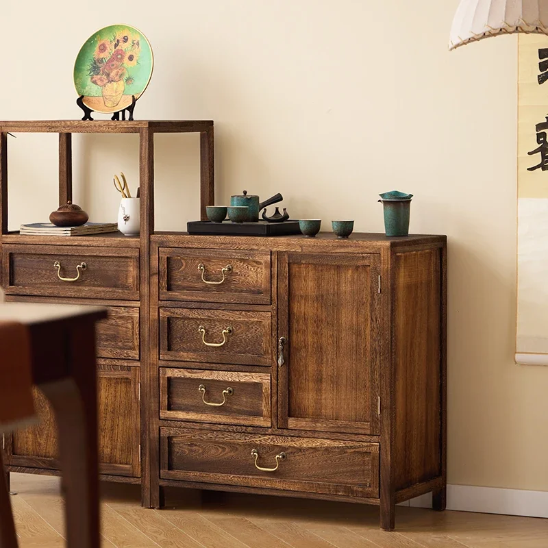 Solid wood dining side cabinet tea room locker tea cabinet living room antique chest bedroom locker