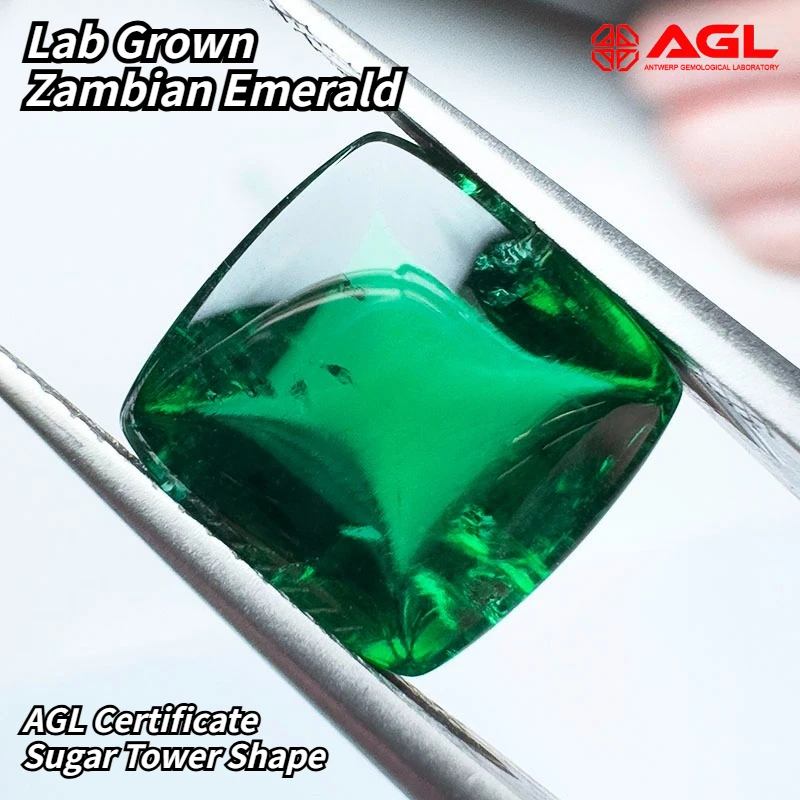 

Изумруд, выращенный в лаборатории, замбийский, в форме сахарной башни, гидротермальный, ручной огранки, с включениями и трещинами внутри, с возможностью выбора, сертификат AGL