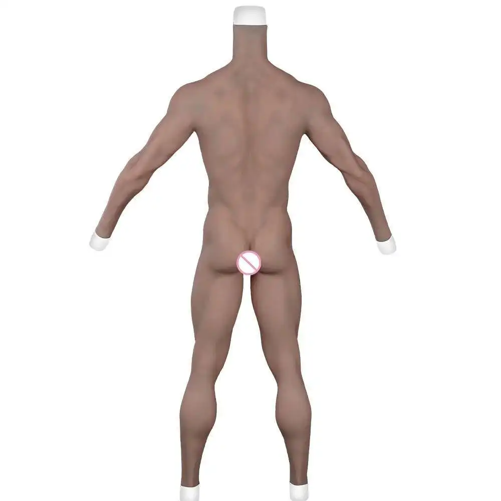 Crossdressing masculino falso músculo terno completo bodysuit falso homem músculos silicone falso peito cosplay trajes prótese de silicone calças