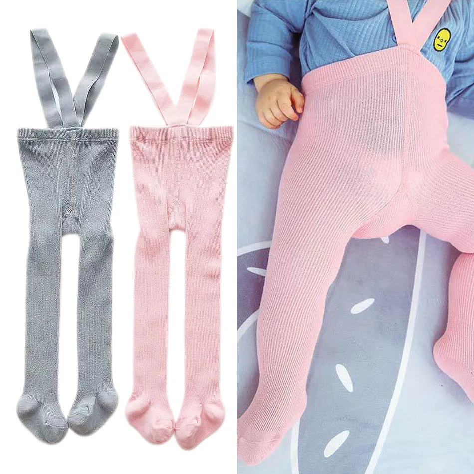 

2022 Baby Girl Clothes Infant Tights Toddler Kids Solid Color Breathable Suspender Pantyhose Newborn Leggings Korean Stockings