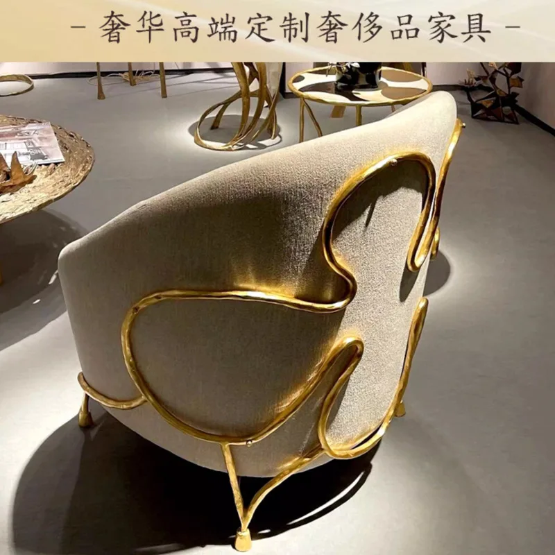 Художественный дизайнерский латунный диван-кресло, вилла, гостиная, кресло, простая мебель, практичные хорошие вещи