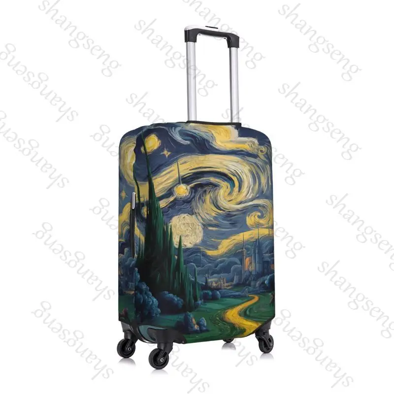 Oil Painting Van Gogh Art Print Thick Elastic Luggage Protective Cover Zipper Suit For Bag Suitcase Covers Trolley Cover Travel