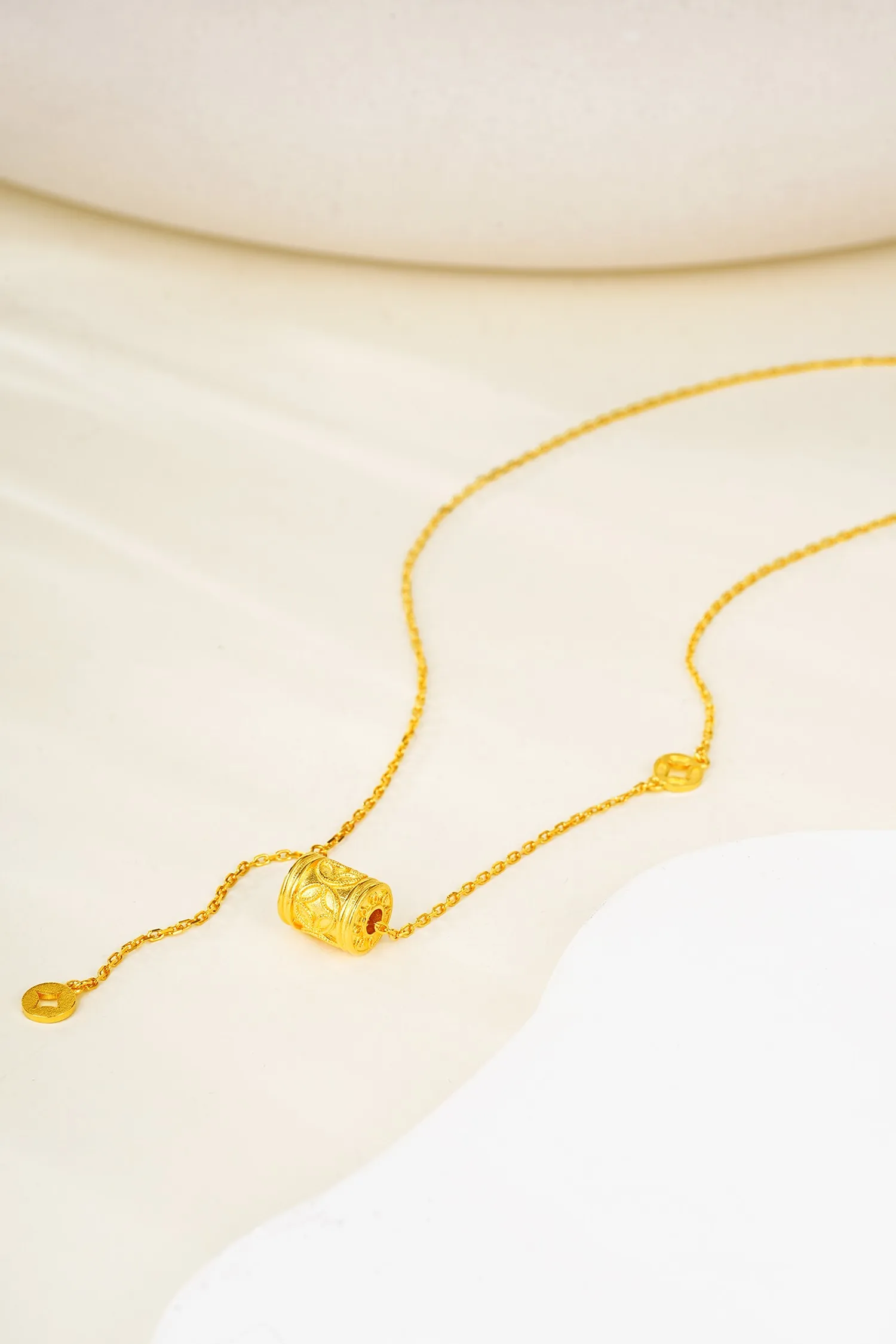 

Lium Gems 24k Gold Vermeil Chinese Coin Silver Necklace Women Chain Pendant Necklace Birthday Anniversary Jewelry Gift for Women