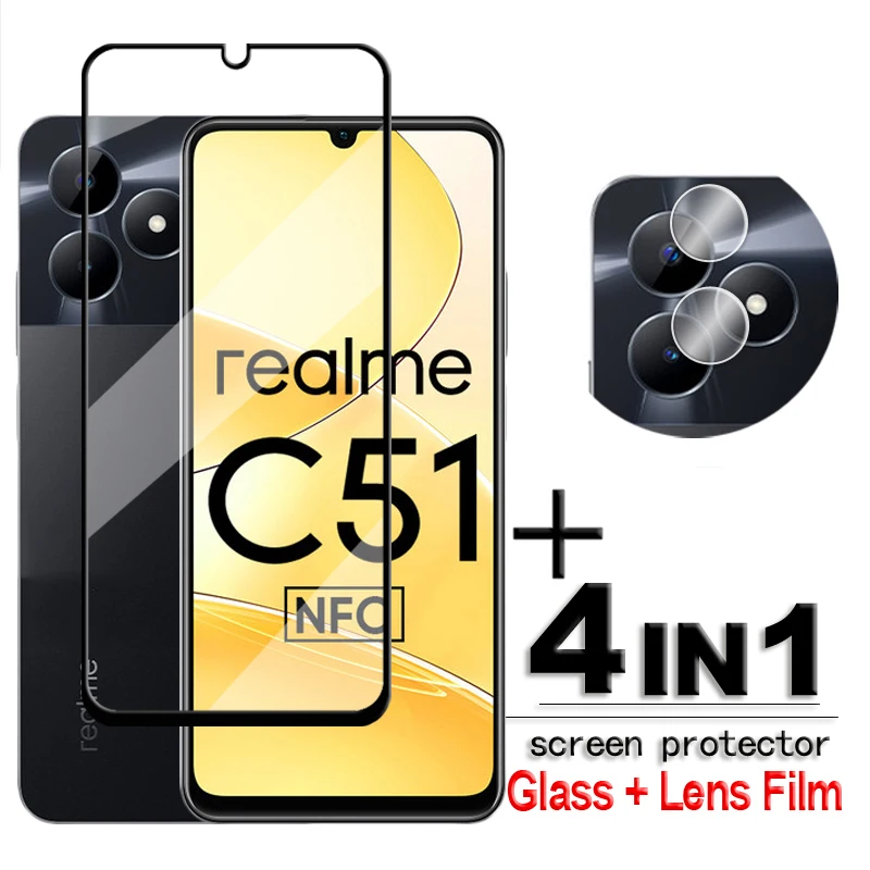 

For Realme C51 Glass Realme C51 C53 C55 C30 C31 C35 Tempered Glass Transparent HD Screen Protector For Realme C51 4G Lens Film