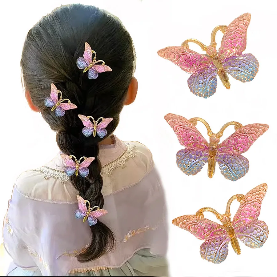 

5PCS/Set Sweet Stereoscopic Color Gradient Hairpins Cute Butterfly Hair Clips Children Headwear Barrette Girl Accessories Gift