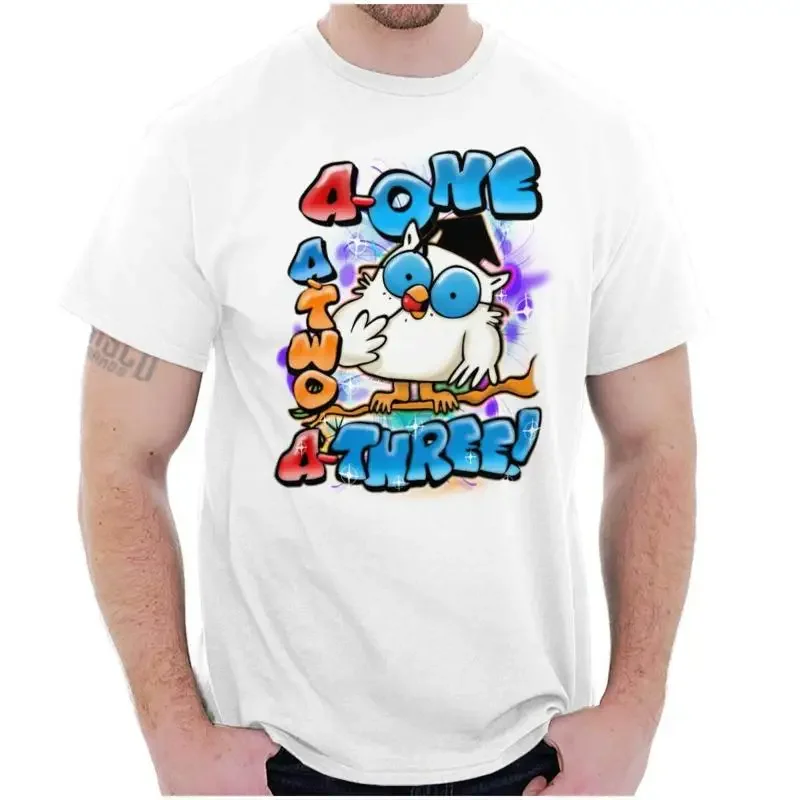 Airbrushed Tootsie Pop Mr Owl One Two Three Womens or Mens Crewneck T Shirt Tee