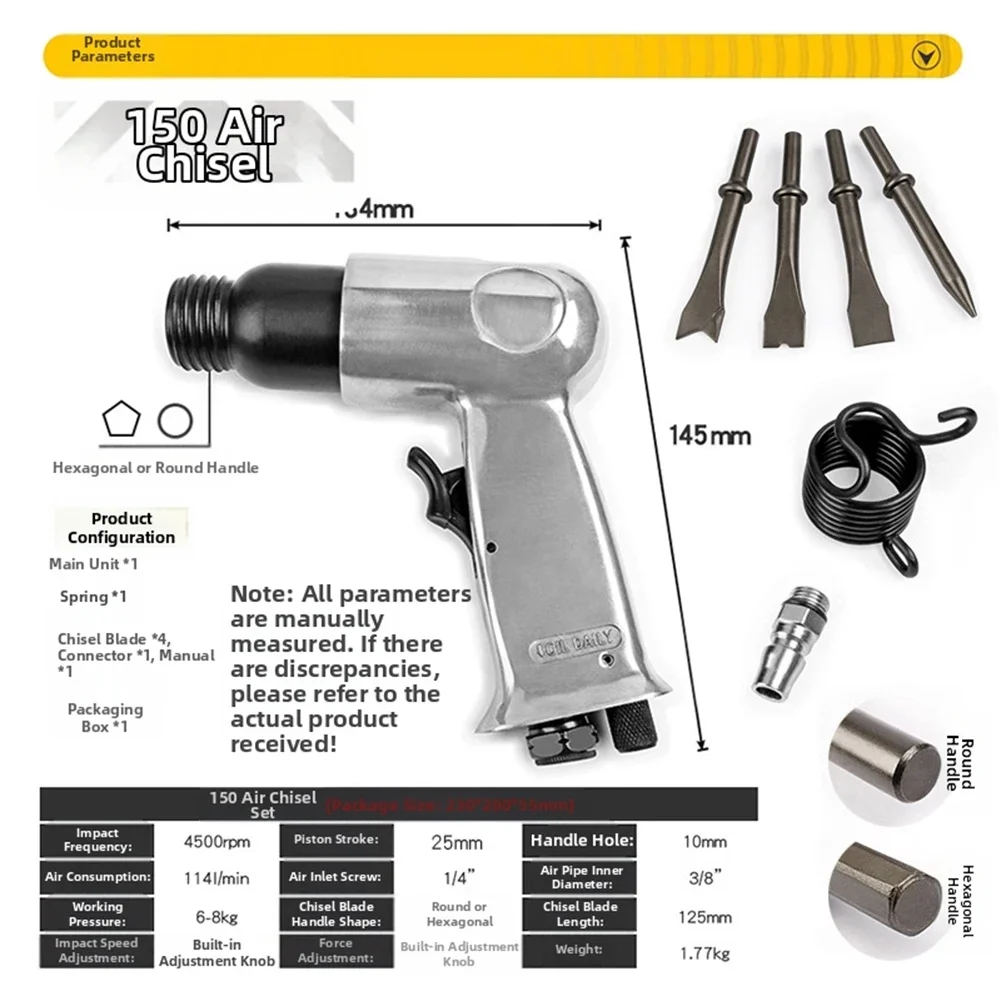 150 Air Shovel Set For Auto Repair DIY Projects Pneumatic Air Hammer With Chisel Bits Rust Removal Cutting And Demolition
