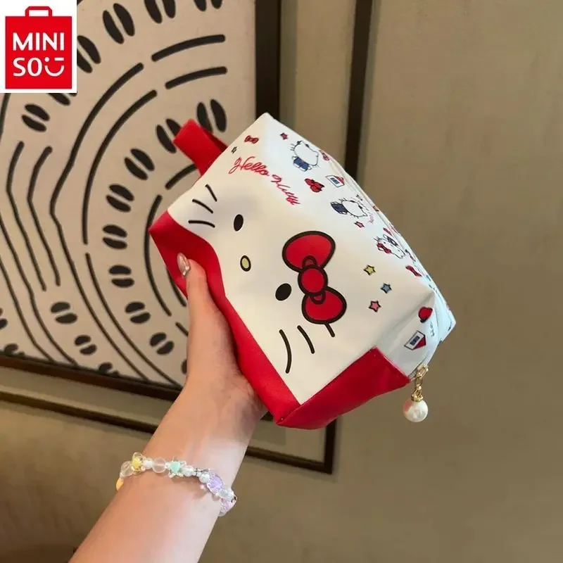 

MINISO 2024 New Hello Kitty Cartoon Cute Printed Travel Portable Women's Multi functional Storage Makeup Bag