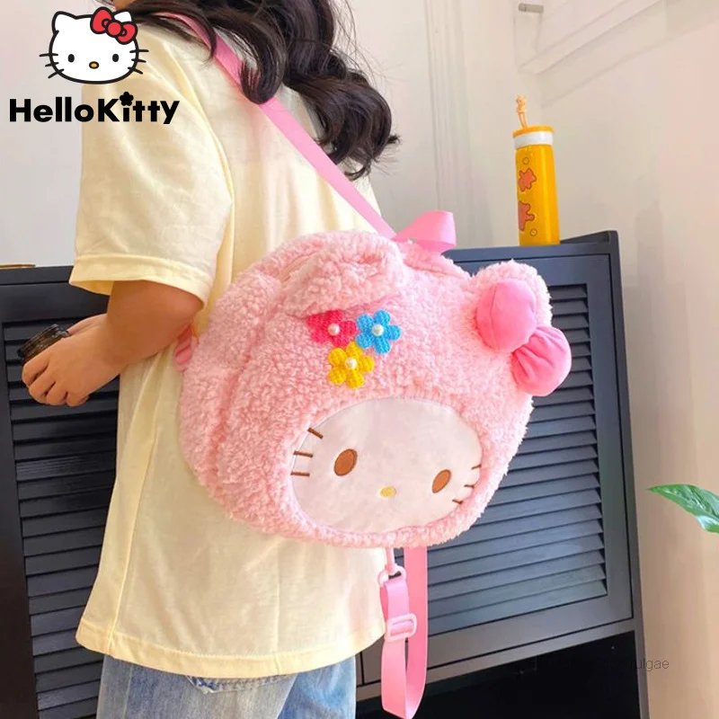 Sanrio Hello Kitty borse carine zaino in peluche Y2k ragazze Cartoon Bear Lotso borsa a tracolla donna zaini Kawaii studente zainetto