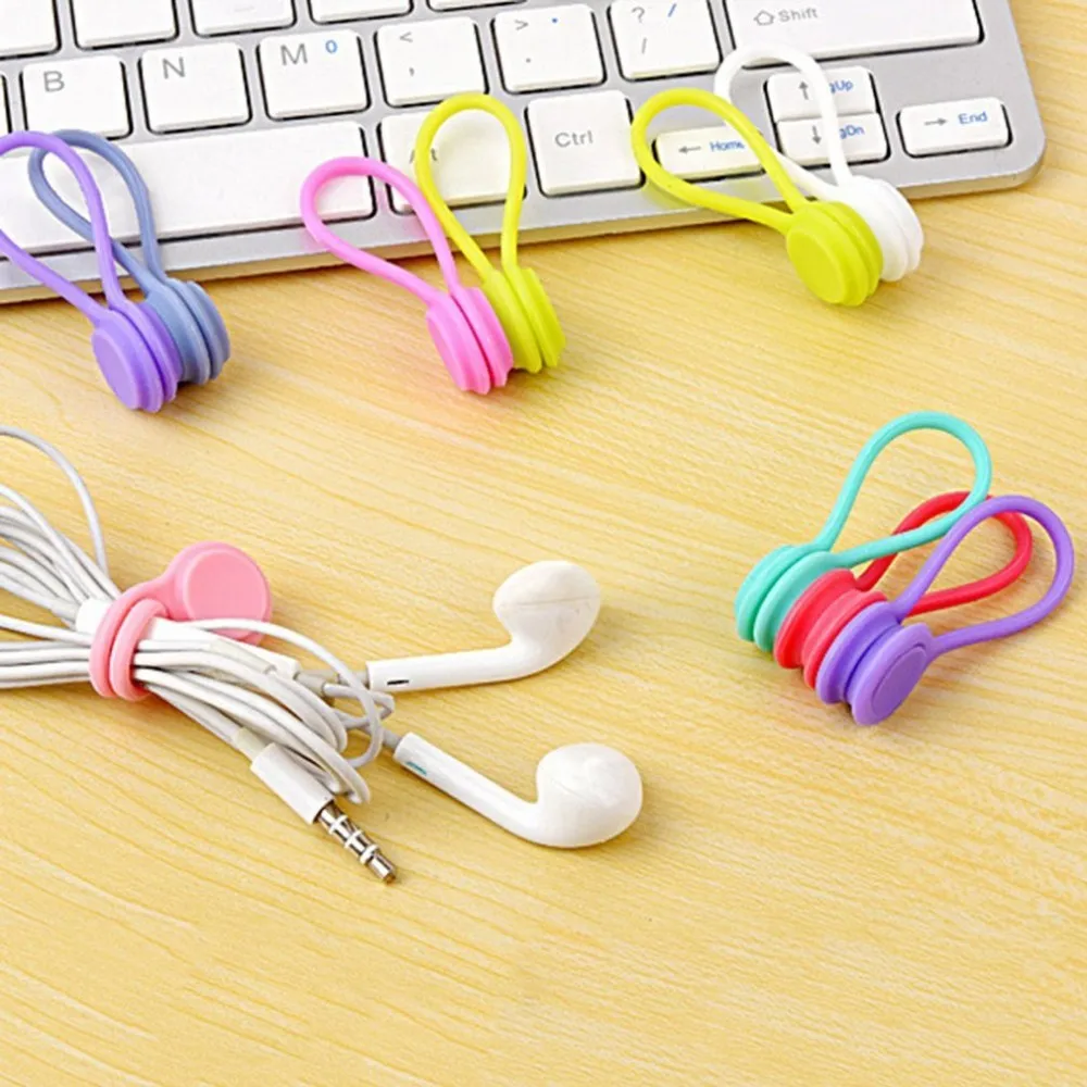 Silicone Magnet Coil Earphone Cable Winder Headset Type Bobbin Winder Hubs Cord Holder Cable Wire Organizer for xiaomi iPhone