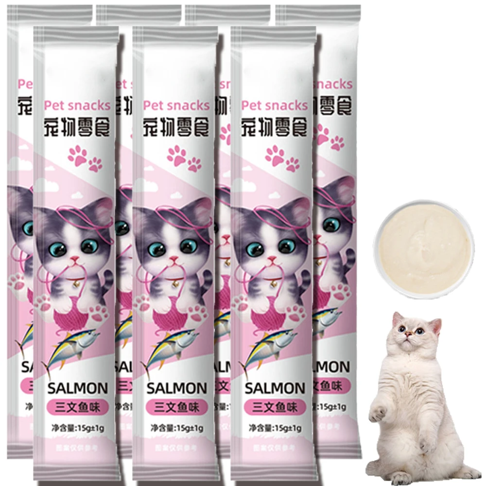 Golosinas para gatos, golosinas para gatos con puré cremoso exprimible y lickable, 0,5 onzas por tubo, sabor a salmón
