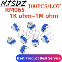 100PCS RM065 RM-065 100 200 500 1K 2K 5K 10K 20K 50K 100K 200K 500K 1M ohm Trimpot Trimmer Potentiometer variable resistor