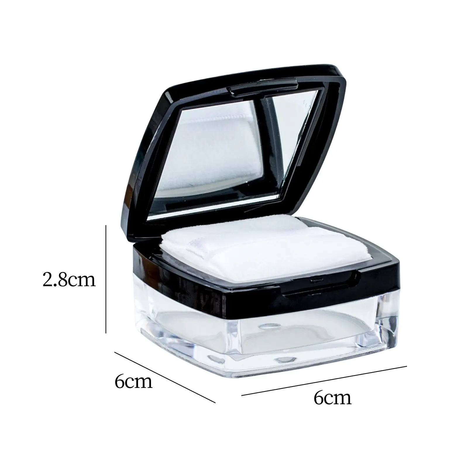 حاوية بودرة سائبة مع مرآة إسفنجية ومغربلة ، حامل للنساء والفتيات