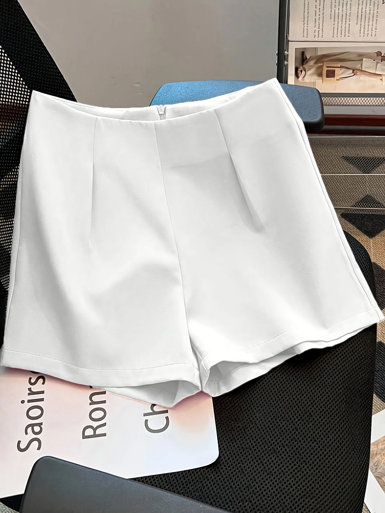 

Женские шорты с высокой талией А-силуэта, весна-лето-осень 2025, модные повседневные универсальные плиссированные шорты в деловом стиле OL