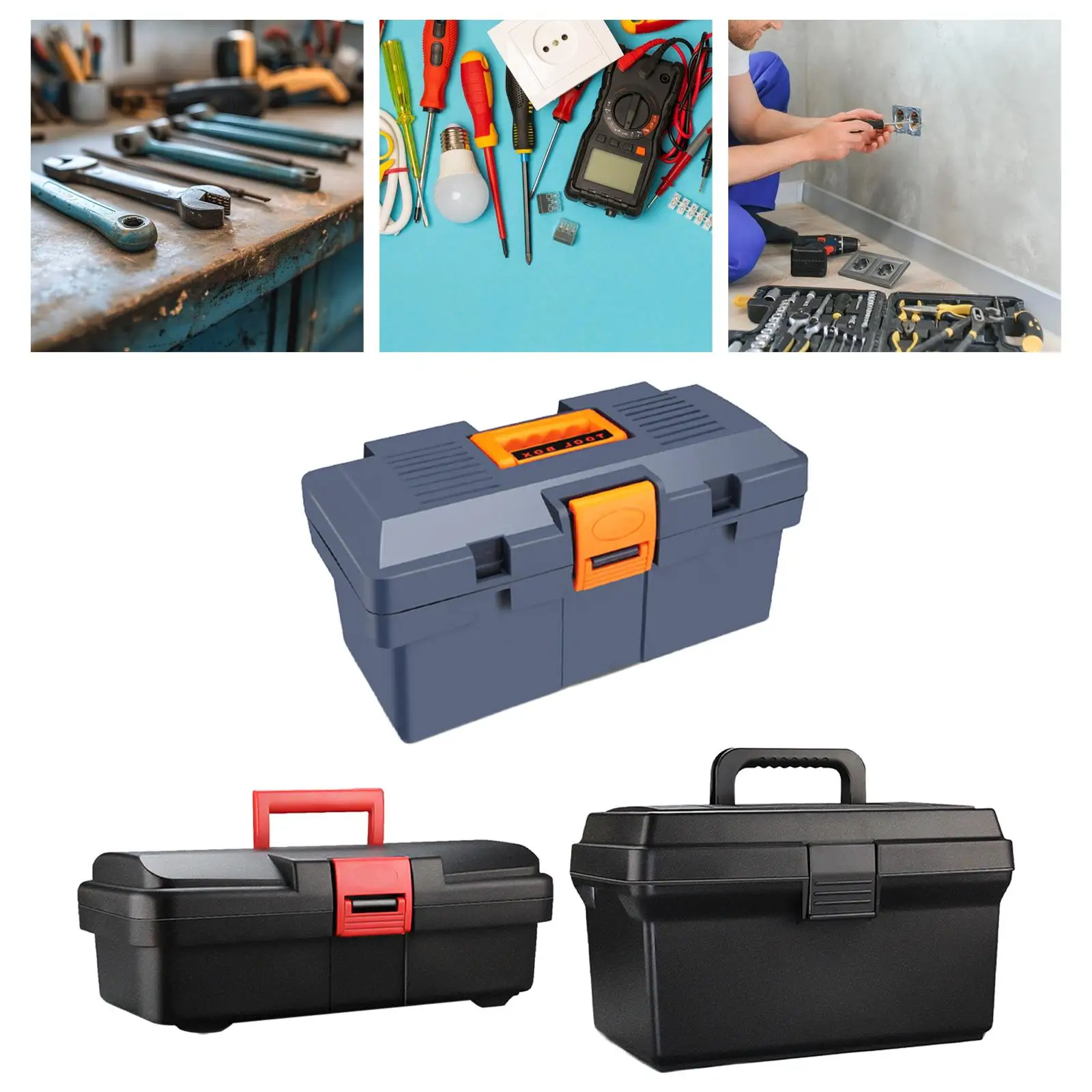 Empty Tool Box Small Parts Box Ergonomic Handle Portable Container Hand Tool Case Tool Storage for Electrician Garages Workshops