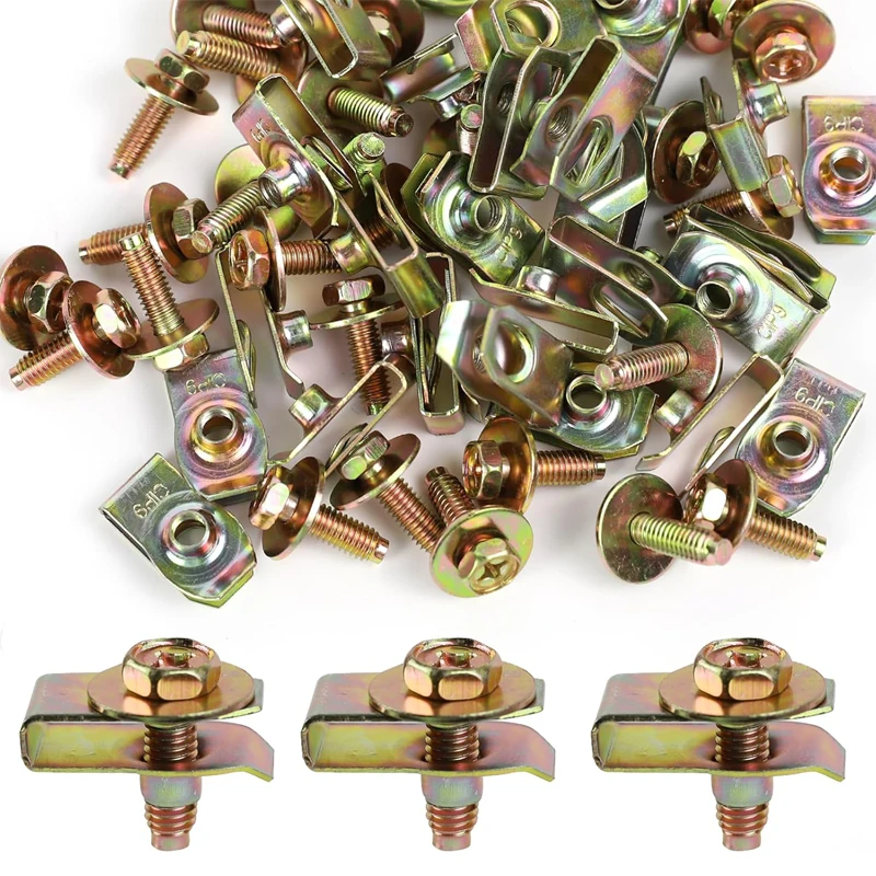 

M6x1.0 Automotive Body Bolts/Screws & U-Nut Clips, Universal Engine Splash Shield, Fender Liner,Bumper, Fasteners Kit