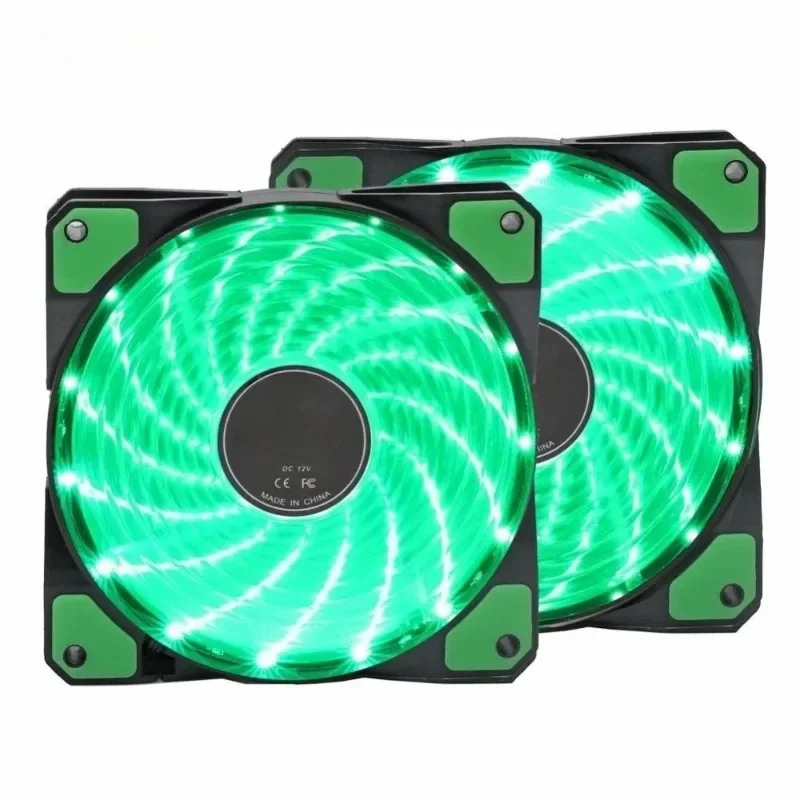

New Computer 12CM Chassis Cooling Fan 15 LED Quiet High Air Volume Light 12025CPU Chassis Cooling Fan Cooler Shock-proof Rubber