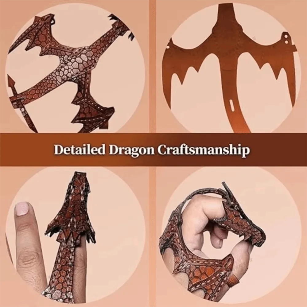 Braided Design Dragon Glove PU Leather Retro Style Leather Bracelet Adjustable Length Wristband Wrap Hand Dragon Mittens