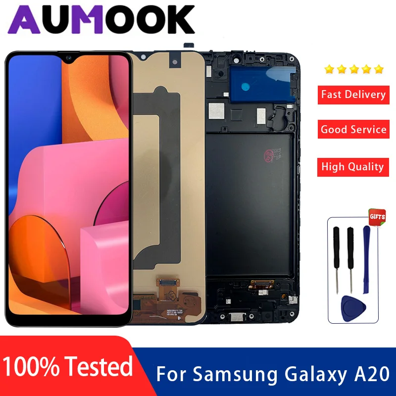 AMOLED For Samsung Galaxy A20 SM-A205F/DS LCD Display Touch Screen Digitizer for Samsung A205F A205FN A205GN A205YN LCD