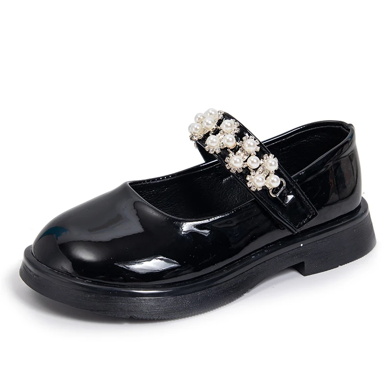 

Black Fashion Children's Shoes Girl Formal Buckle Rubber Sole Leather Princess Dress Shoes Classic Size 23-37