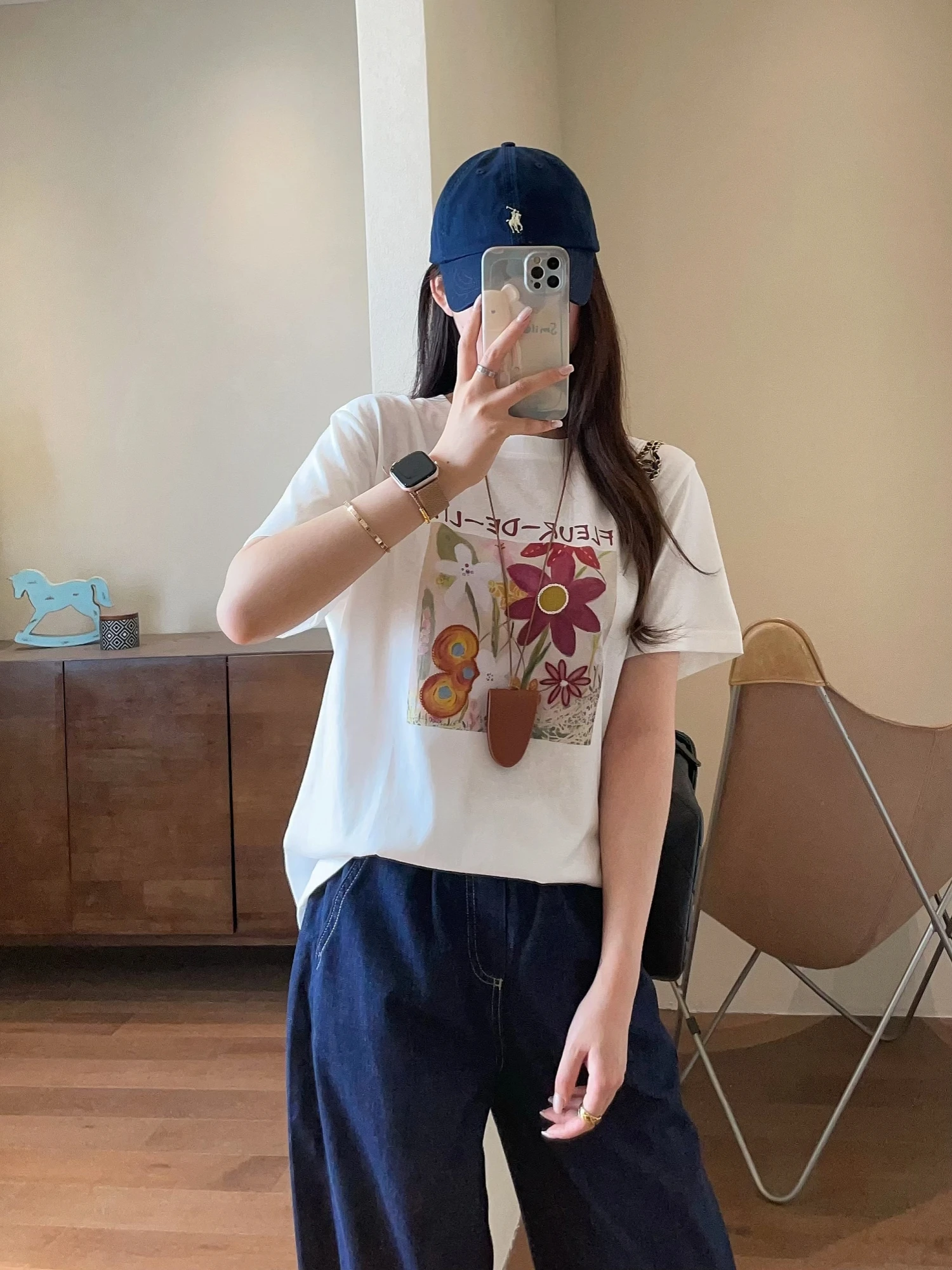 

WTHEONE Breathable round Ne ort Sve T-irt Embroidered Print Loose Fit Sweat Absorbent Casual Sle Summer Top