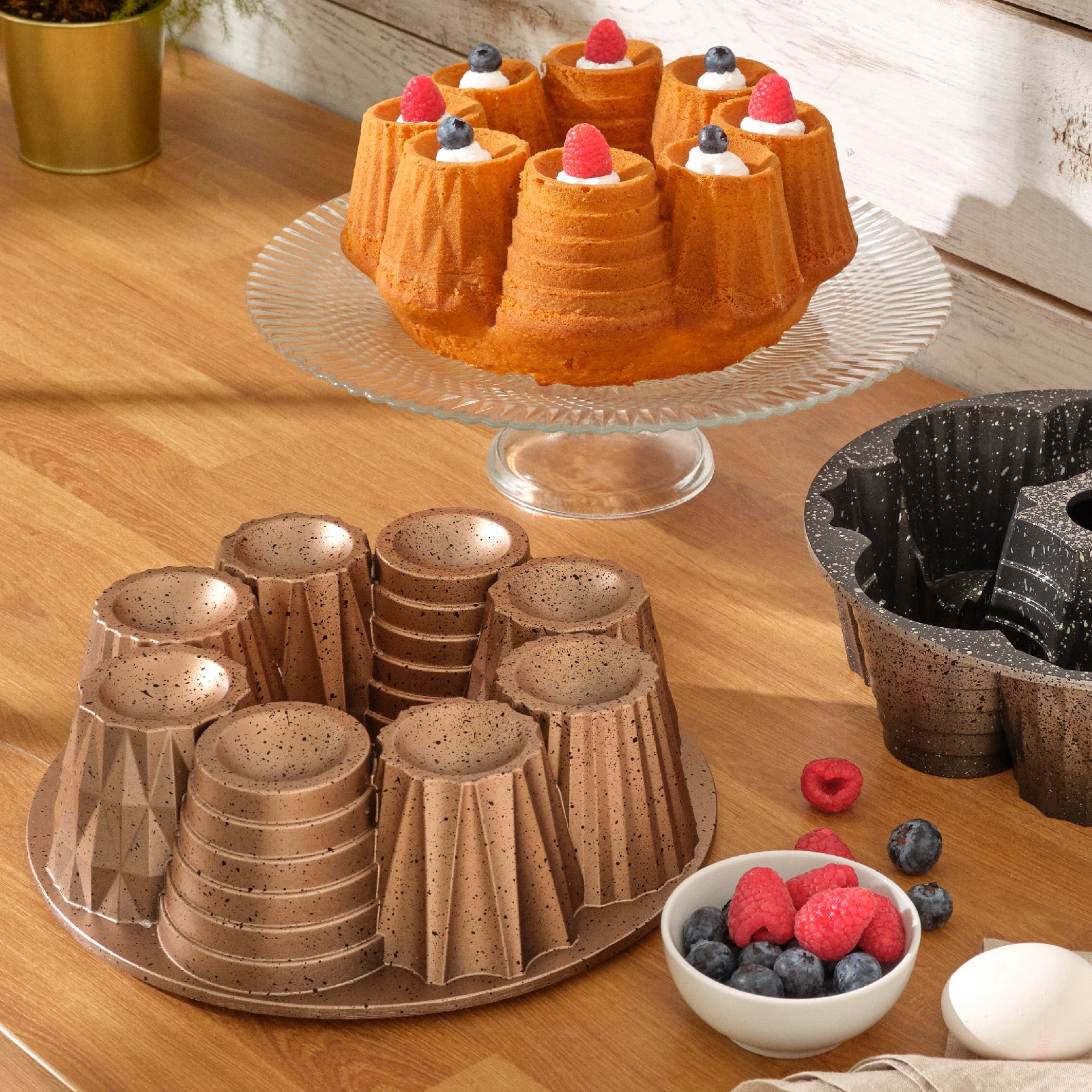 Magic Cup Cake Mold organic Double Layer granite Casting pan Kitchenware Fireproof Non Stick waffle iron donut cooking molds