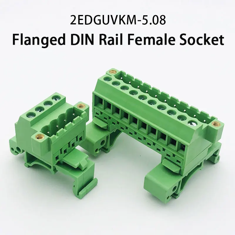 1Sets/lot Solder-free rail 2EDG-UVKM-5.08mm 2P3P4P5P6P7P8P9P10P-24P with flange fixed 35mm rail mounting plug-in terminal block