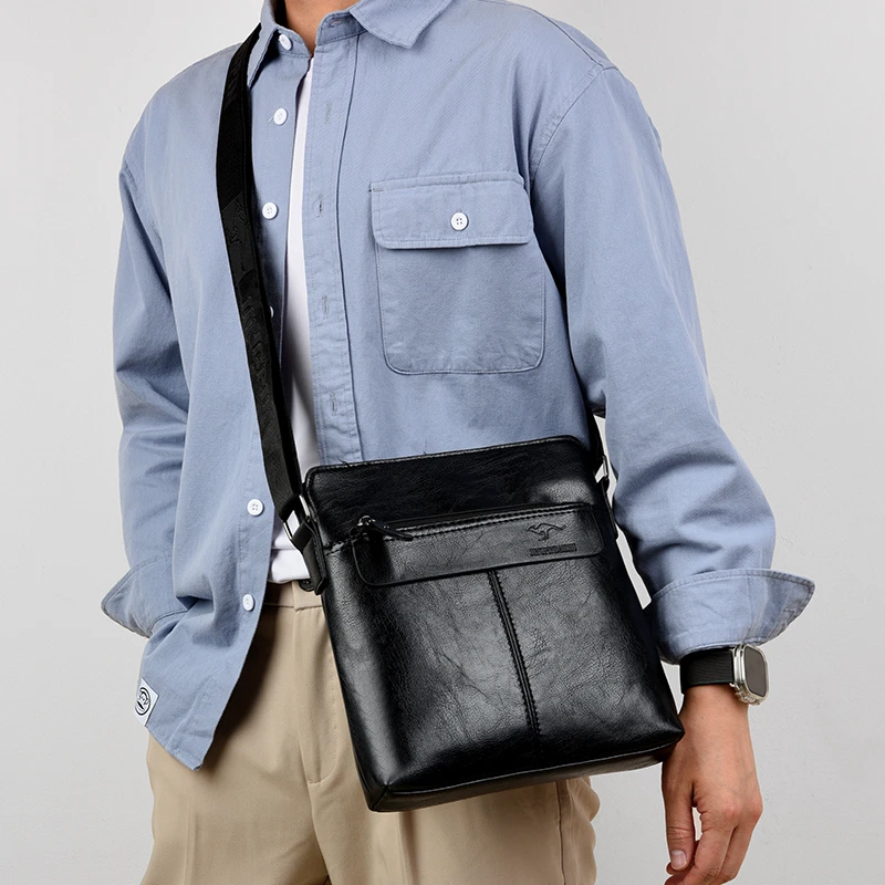 Business-Casual-Rucksack für Herren, Umhängetasche aus PU-Leder mit mehreren Fächern und großem Fassungsvermögen – Detail 4