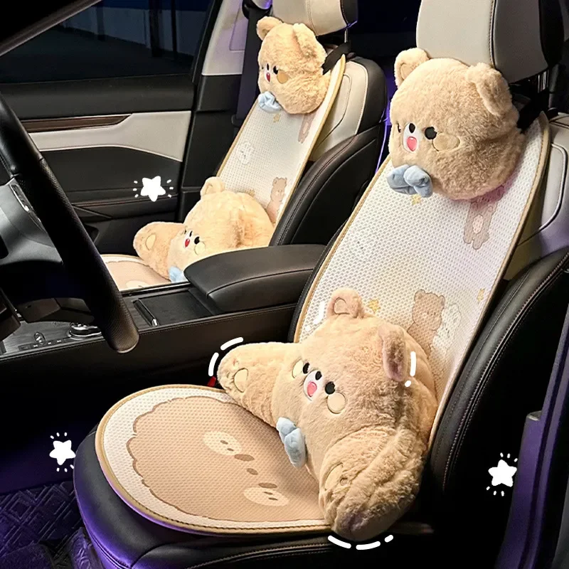 For Toyota Camry Car Seat Cushion Summer Single-Piece Non-Slip Breathable Universal All-Season Cartoon Design