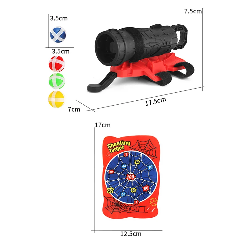 Cartoon Sticky Ball Guns Wrist Catapult Throw Dartboard Target Shooting Launcher Kids Party Interactive Game Outdoor Sport Toys