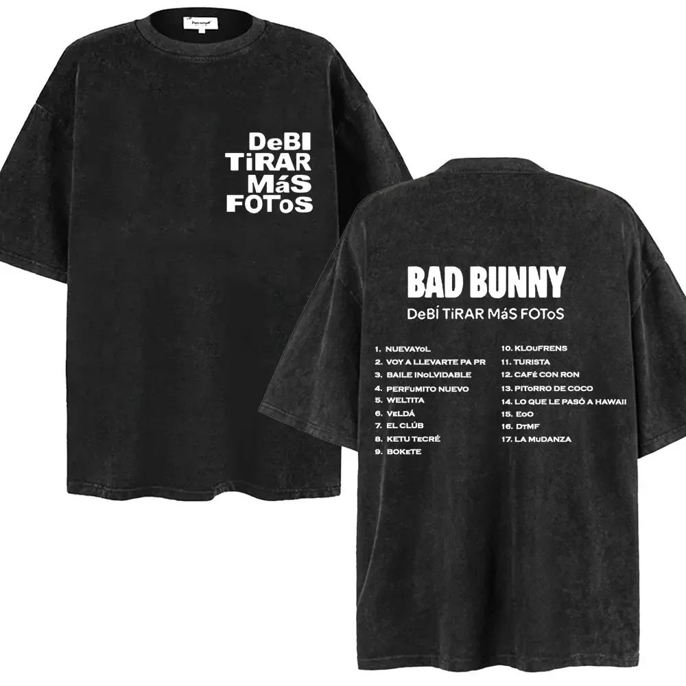 DTMF Debí Tirar Más Fotos Bad Bunny, новый альбом, потертая футболка, мужские модные винтажные футболки в стиле хип-хоп, хлопковые летние футболки большого размера